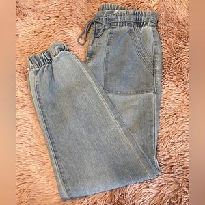 Elastic Waist Ankle Blue jeans